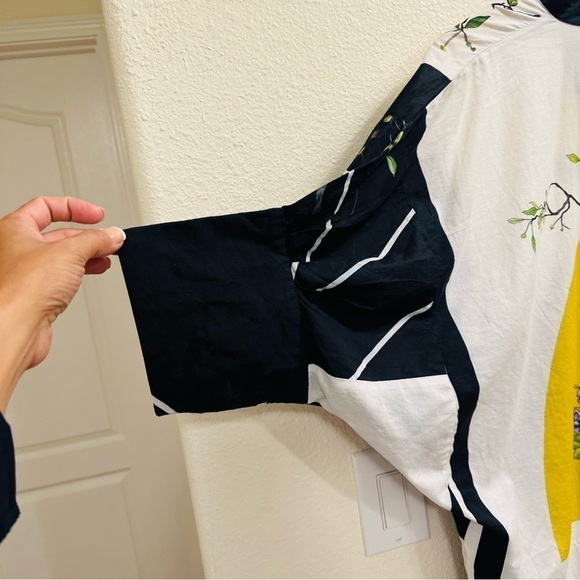 Sana Safinaz Small Short Sleeves Batwing Asymmetrical Floral Print Tunic Top - Picture 6 of 11